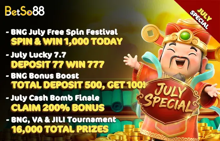 Betso88 July Lucky Four special with dated bonus and max withdraw windows across July